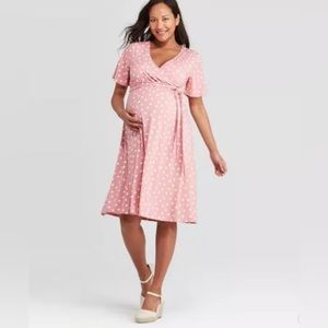 Isabel Maternity Pink Polka Dot Dress